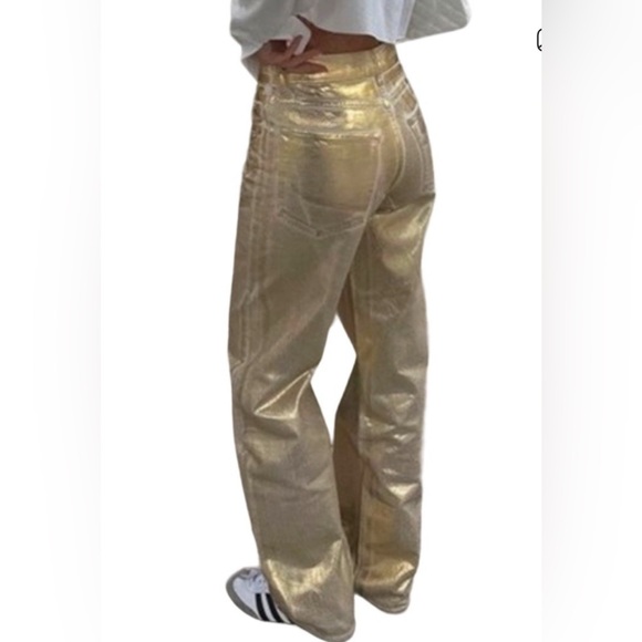 NWT Zara Gold Boyfriend Blogger Favourite The Boy Boy Fit Denim Jeans Sold Out - Picture 3 of 16